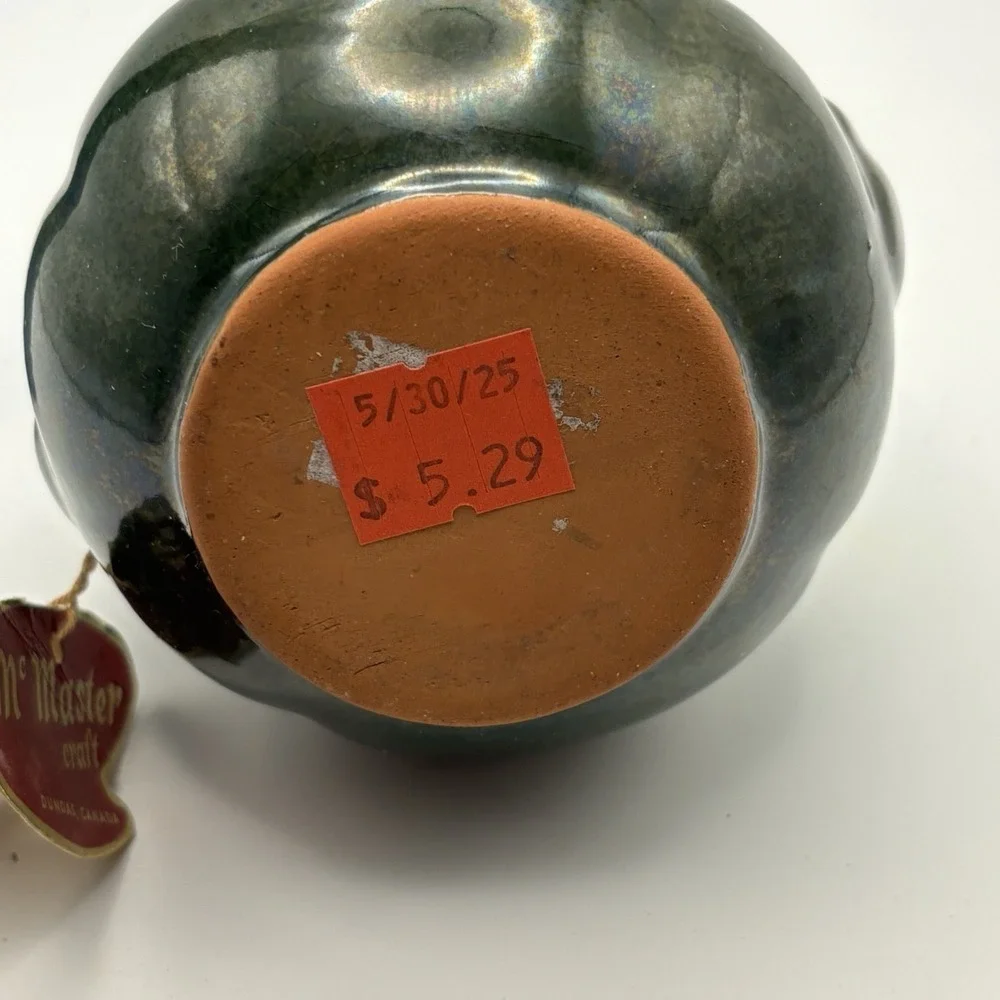 Vtg Blue‎ McMaster Craft Drip Glaze  Pottery Vase Jar Amherst NS Souvenir 2 3/4